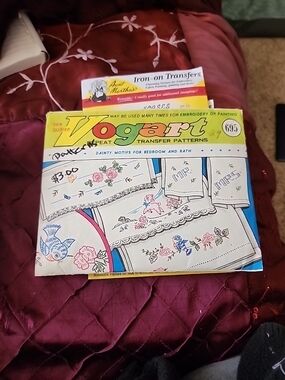 Vintage Vogart Iron-On Transfer Patterns - Floral & Bird Motifs